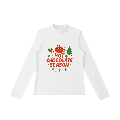 Hot Chocolate Season Mock Neck Long Sleeve T-Shirt