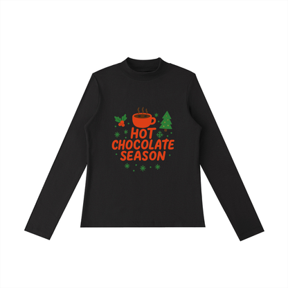 Hot Chocolate Season Mock Neck Long Sleeve T-Shirt
